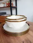 Gold Rimmed Plate and Bowl Set - 1
