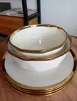 Gold Rimmed Plate and Bowl Set - 2