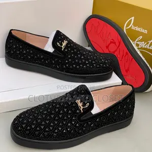 Christian Louboutin Black Geometric Slip-On Loafers