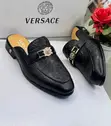 Versace Men's Black Leather Half Shoes - 1