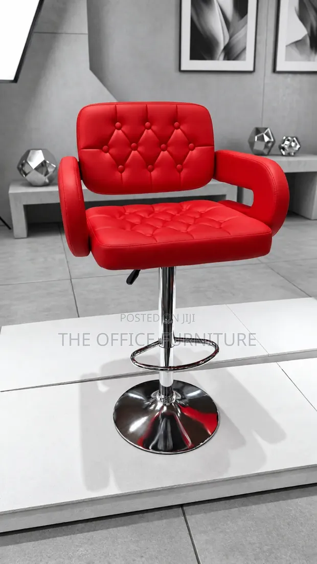 Royal Comfort Salon/Bar Stool - Red Faux Leather - 1