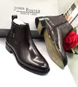 John Foster Brown Leather Double Buckle Dress Boots - 2