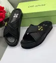 Off-White Black Leather Criss-Cross Slide Sandals - 1