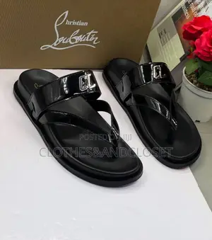 Christian Louboutin Black Patent Leather Thong Sandals