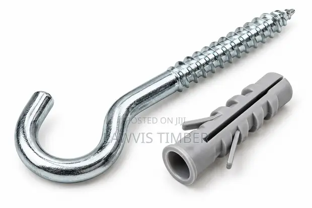 Galvanized J Hook Screw with Wall Plug - 1