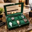 10 Slot Wooden Luxury Watch Case - Green - 2
