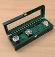 Luxury 6-Slot Wooden Watch Organizer - Green - 1
