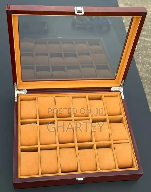 Luxury 18-Slot Wooden Watch Display Box - Brown - 1