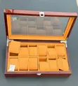 Wooden Watch Organizer with Glass Lid - Brown - 1