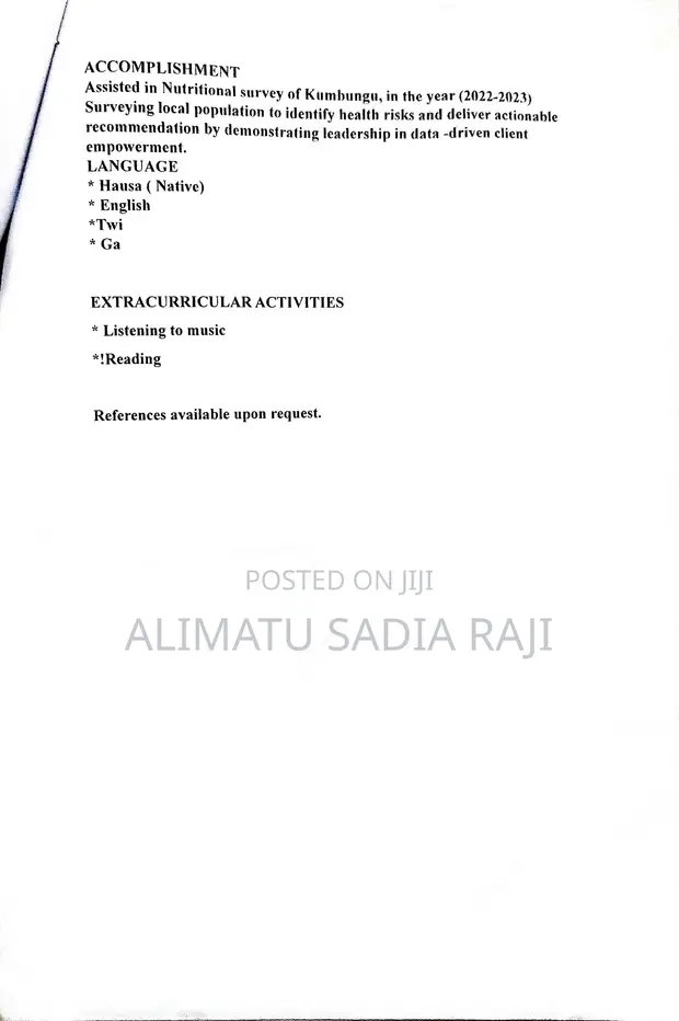 Professional Nutritionist CV - 1