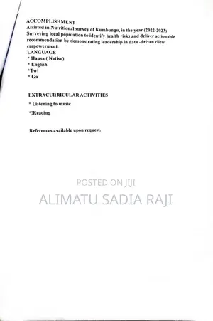 Professional Nutritionist CV