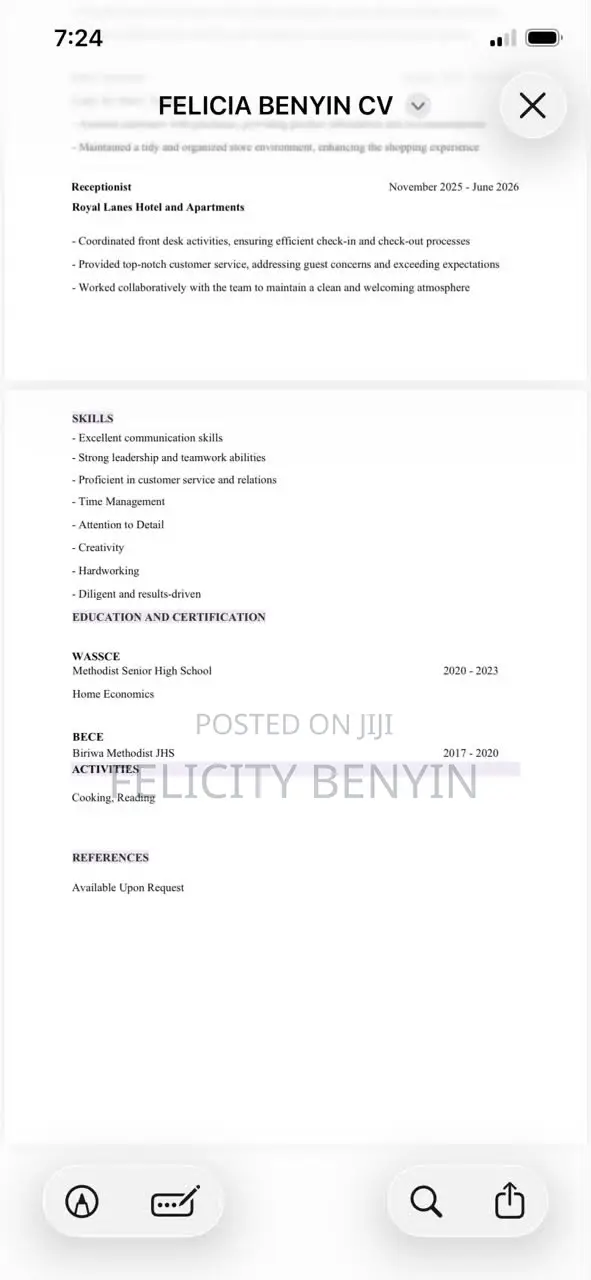 Hotel Administrator and Receptionist CV - 1