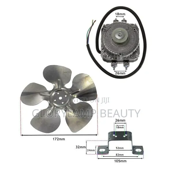 Electric Fan Motor with 5-Blade Propeller & Brackets - 1
