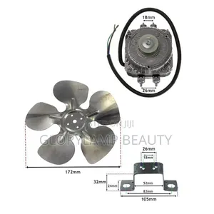 Electric Fan Motor with 5-Blade Propeller & Brackets