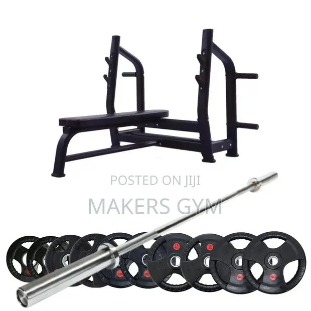 Olympic Flat Bench Press with 100kg Weights - 1