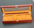 6 Slot Wood & Glass Top Watch Organizer - Brown - 2
