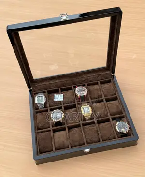 Luxury 18-Slot Watch Display Storage Box - Coffee Color