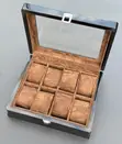 Rich Coffee Brown 8 Slot Wooden Watch Case - 2