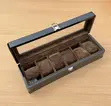 6 Slot Wooden Watch Organizer with Glass Lid - Coffee Brown - 2