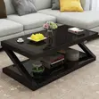 Z-Shaped Black Glass Center Table - 2