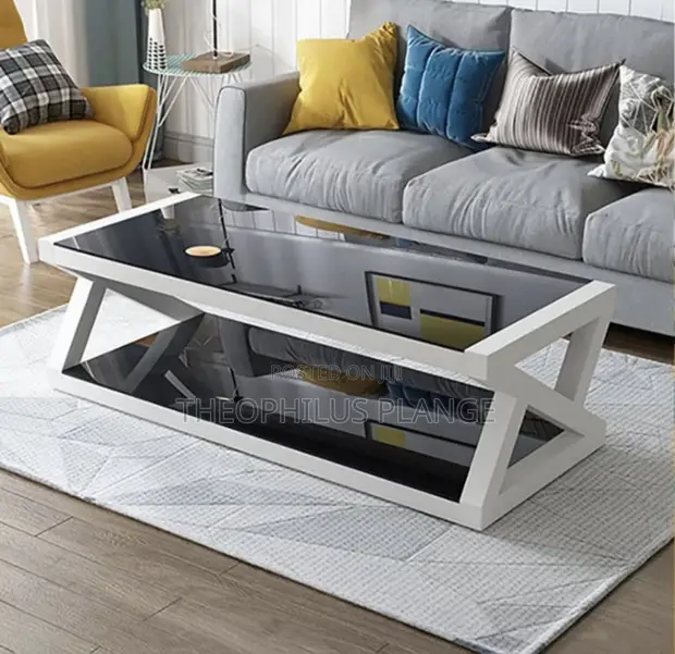 X Shaped Glass Center Table - 1