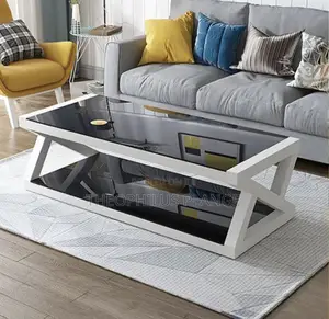 X Shaped Glass Center Table