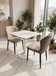 Round Black Glass Dining Table and 2 Chairs - 2