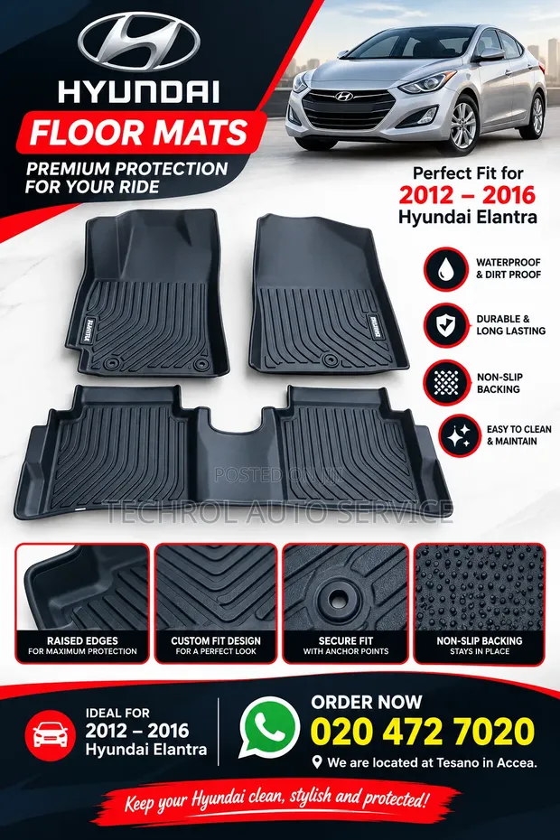 Hyundai Elantra 2012-2016 Custom Floor Mats - 1
