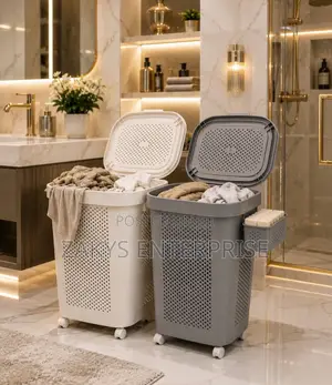Laundry Basket with Wheels and Side Basket