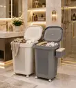 Laundry Basket with Wheels and Side Basket - 1