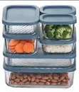 Modular 7-Set Glass Storage Bowls with Slate Blue Lids - 1