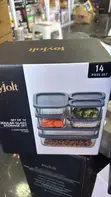 Modular 7-Set Glass Storage Bowls with Slate Blue Lids - 2