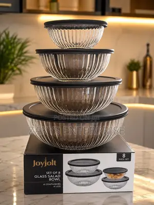 JoyJolt 8-Piece Glass Storage Bowls with Lids