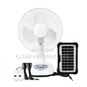 Solar/Rechargeable Fan with 2 Bulbs
