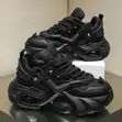 Smart Girl Wear Trendy All-Black Chunky Platform Sneakers - 1