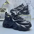 Smart Girl Wear Trendy All-Black Chunky Platform Sneakers - 3