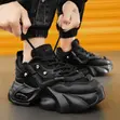 Smart Girl Wear Trendy All-Black Chunky Platform Sneakers - 4
