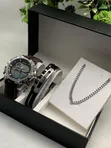 Joefox Men's Leather Watch, Bracelet & Necklace Set - 4