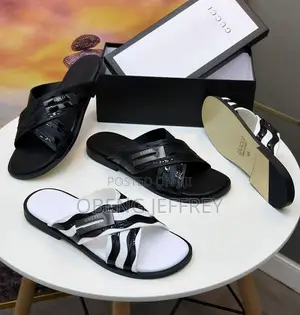 Original Gucci Crossed Slippers - Black/White