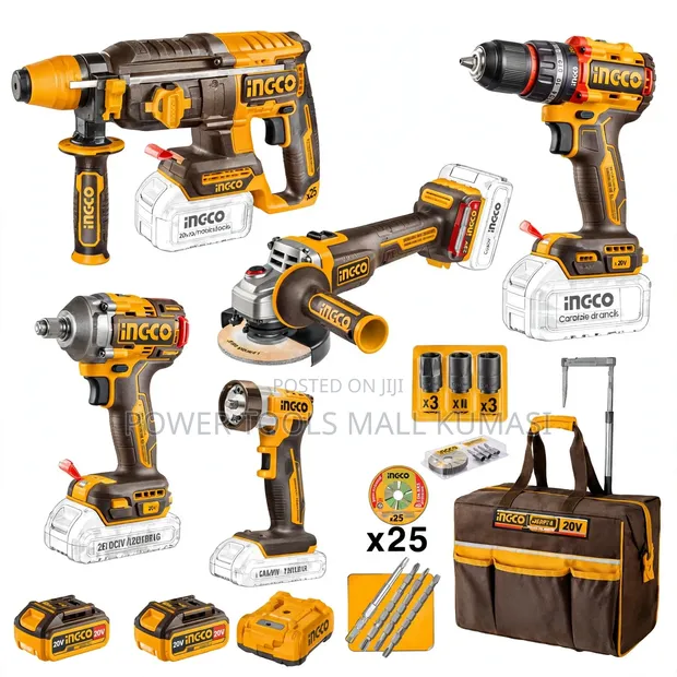 5 PCS INGCO Cordless Industrial Combo Kit - 1