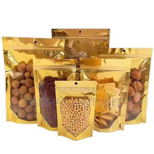Golden Aluminium Foil Ziplock Stand-Up Pouches - 50pcs - 1