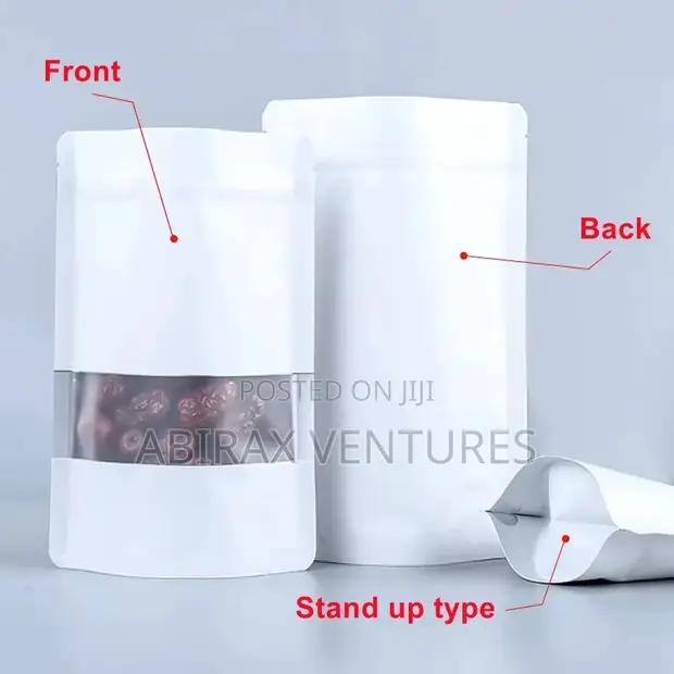 20x30cm White Kraft Paper Ziplock Pouch with Window - 1