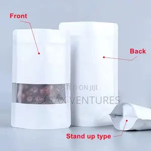 20x30cm White Kraft Paper Ziplock Pouch with Window