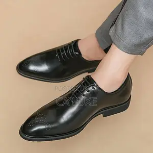 Men's Genuine Leather Oxford Executive Shoes - Black