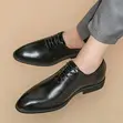 Men's Genuine Leather Oxford Executive Shoes - Black - 1