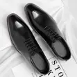 Men's Genuine Leather Oxford Executive Shoes - Black - 2