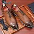 Men's Genuine Leather Oxford Executive Shoes - Black - 3