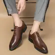 Men's Genuine Leather Oxford Executive Shoes - Black - 4