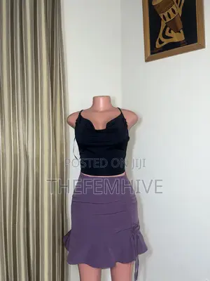 Purple Ruched Skirt - UK 6-8