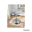 Modern Round Side Table with Marble-Patterned Top - 2